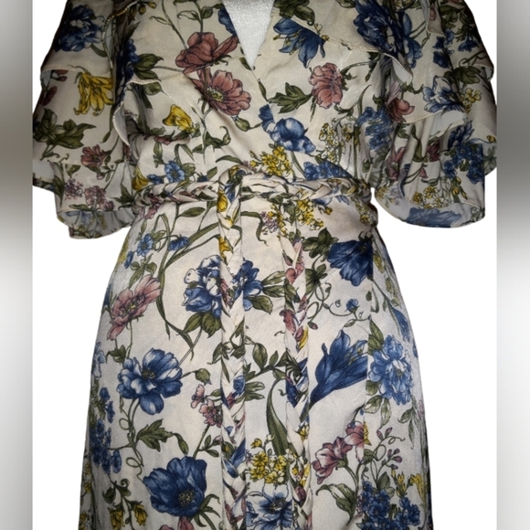 Misa Los Angeles Silky Floral True Wrap Maxi Dress with Braided Belt - Picture 3 of 5